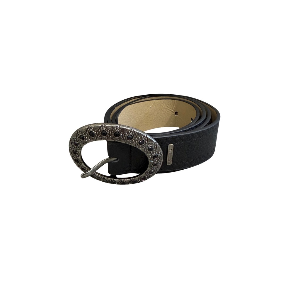Relic Black Faux Leather Belt XL Silver Rhinestone Oval Buckle RLJ5418001
